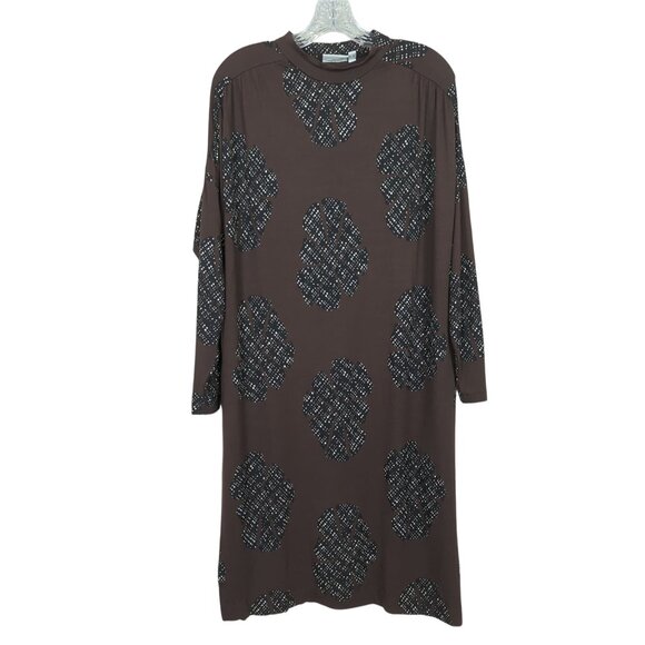 Masai Copenhagen Shift Dress Women’s Large Brown Black Floral Print Long Sleeve - Picture 8 of 16